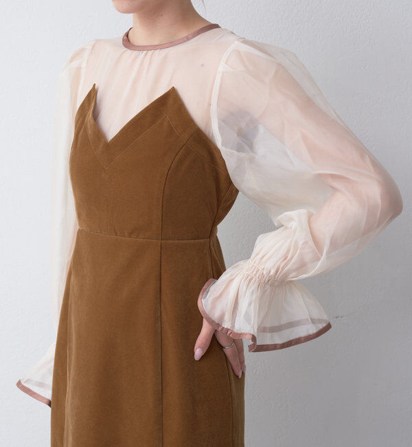  「【結婚式/ドレス/サイズ展開あり】配色シアーベアデザインワンピース」|ドレス|