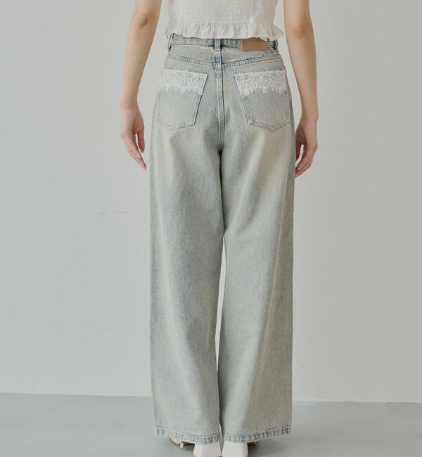  「ポケットレースワイドデニム」|デニム|