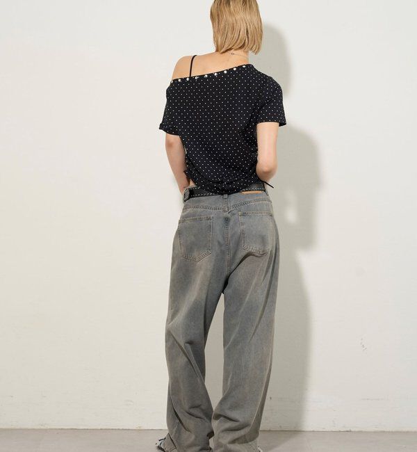  「《UNISEX / サイズ展開あり》スラッシュポケットブラストワイドデニム」|デニム|