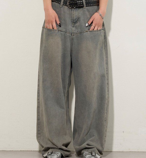  「《UNISEX / サイズ展開あり》スラッシュポケットブラストワイドデニム」|デニム|