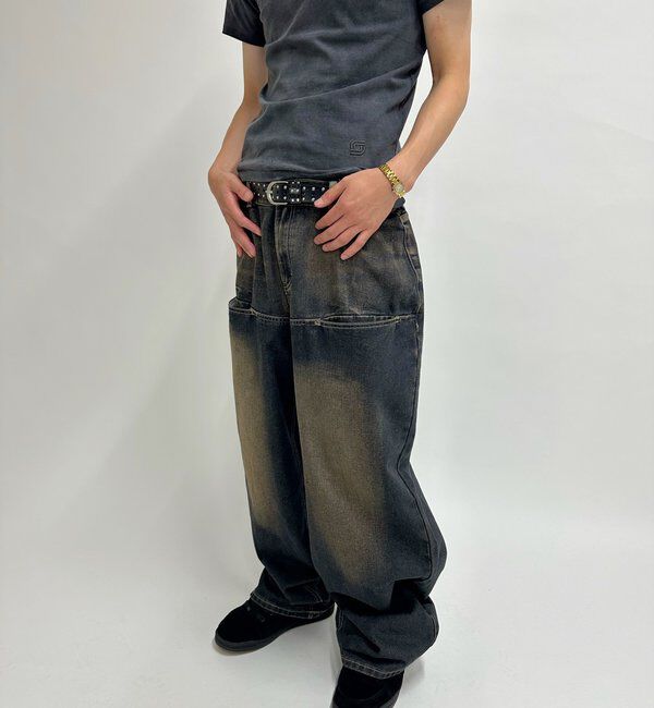  「《UNISEX / サイズ展開あり》スラッシュポケットブラストワイドデニム」|デニム|