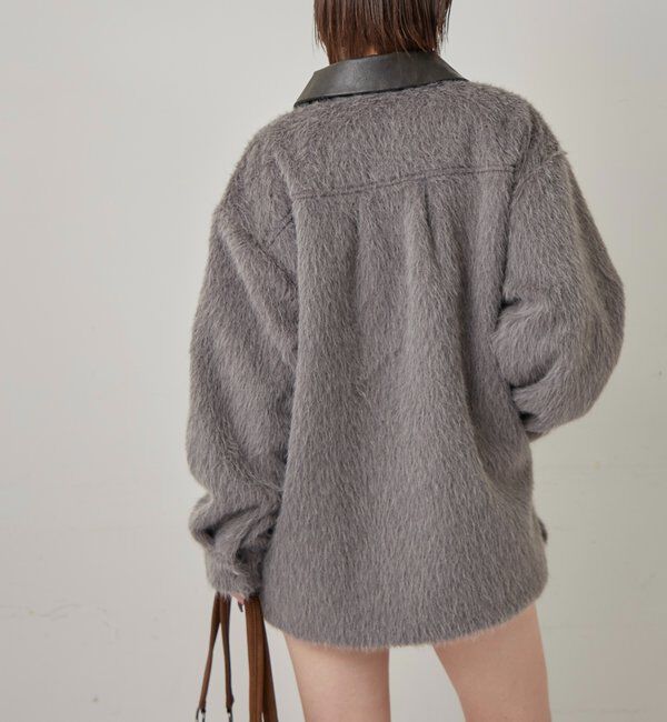  「襟切り替えシャギーシャツジャケット」|ブルゾン・スタジャン|