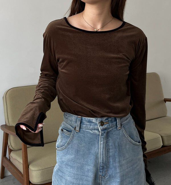  「【前後2WAY】ベロアリンガーTシャツ」|Tシャツ・カットソー|