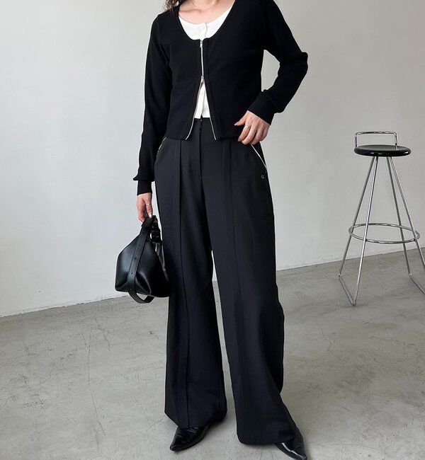  「【WEB限定】Wジップレイヤードニット」|カーディガン|