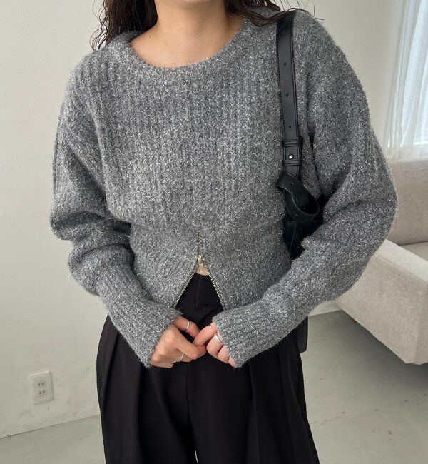  「裾ジップラメプルオーバー」|ニット・セーター|