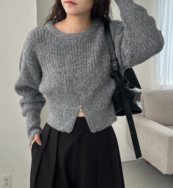  「裾ジップラメプルオーバー」|ニット・セーター|