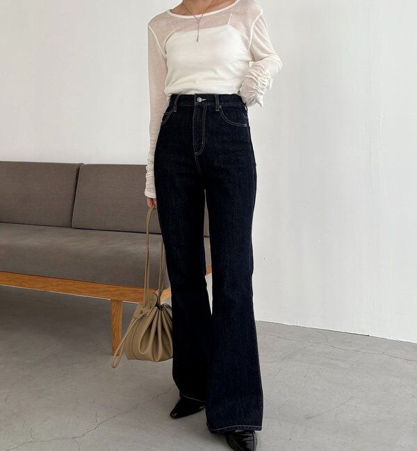  「【前後2WAY】テンセルウール袖ギャザーロンT」|Tシャツ・カットソー|