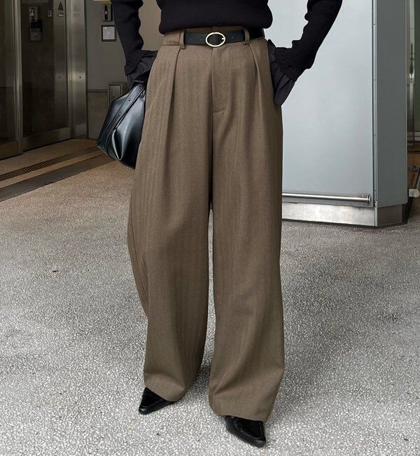  「【低身長サイズあり】アシメベルトSETパンツ」|チノ|