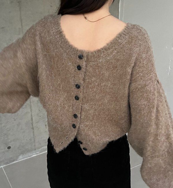  「【前後2WAY】モヘア起毛パフカーディガン」|カーディガン|