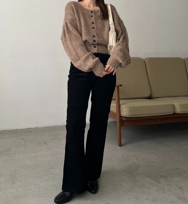  「【前後2WAY】モヘア起毛パフカーディガン」|カーディガン|