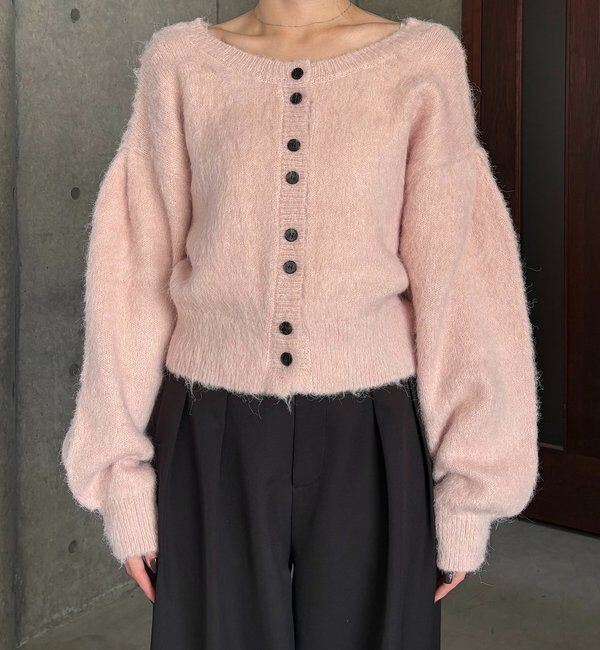  「【前後2WAY】モヘア起毛パフカーディガン」|カーディガン|