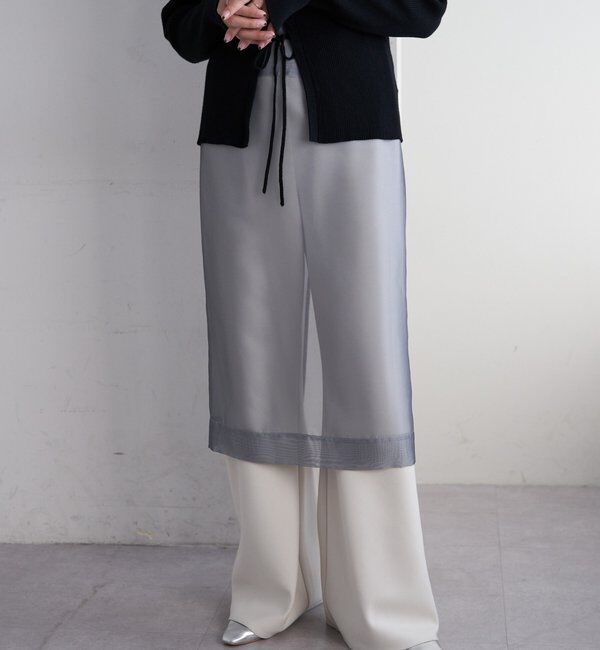  「ダブルクロスワイドパンツ」|チノ|ライトグレー