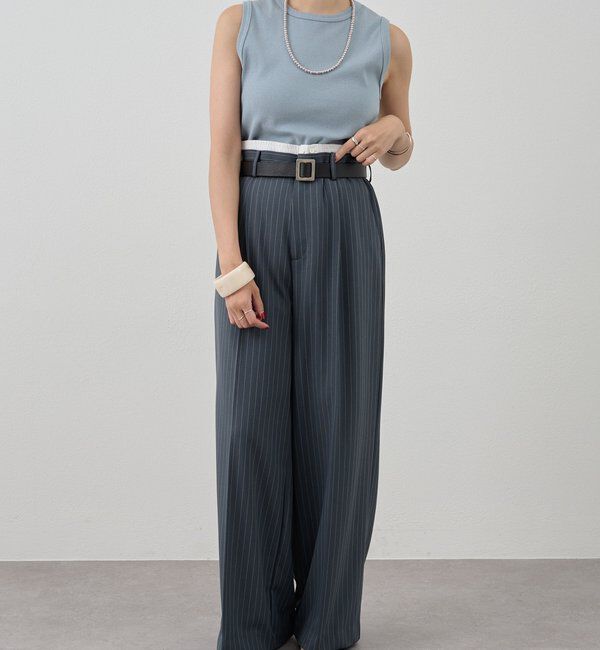  「ストライプウエストデザインパンツ」|チノ|