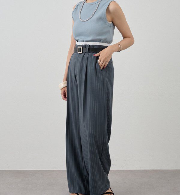  「ストライプウエストデザインパンツ」|チノ|