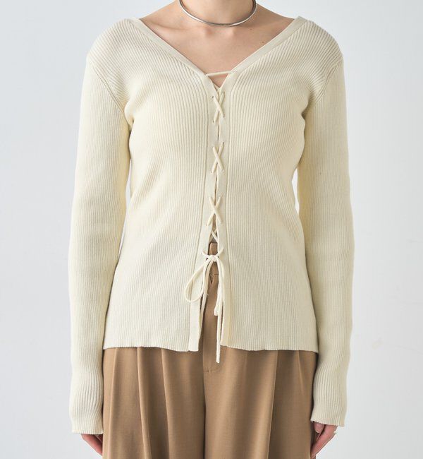  「【前後２WAY仕様】レースアップニット」|パーカー|