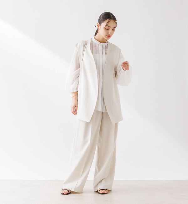 Rouge vif「【セットアップ対応】ノーカラー  ジレジャケット」|ベスト・ジレ|