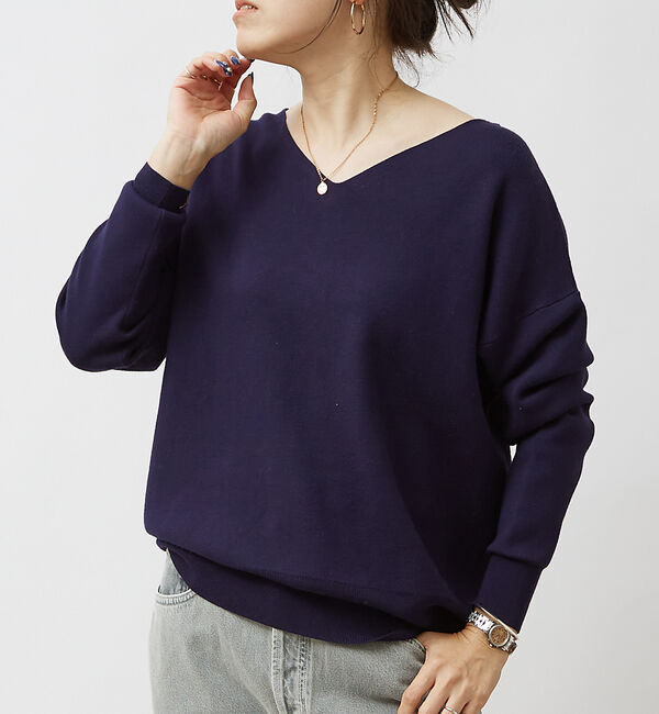 Rouge vif「スムース2WAYパールニット」|ニット・セーター|ネイビー