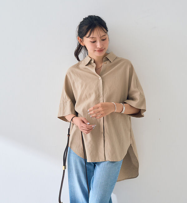 Rouge vif「麻混変形フォルムシャツ」|シャツ・ブラウス|