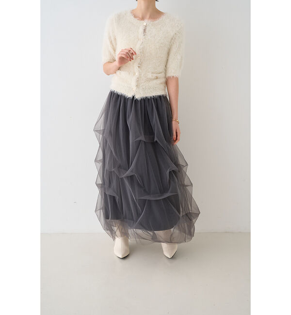 Rouge vif「【一部店舗限定】ハーフスリーブシャギーニットカーディガン」|ニット・セーター|