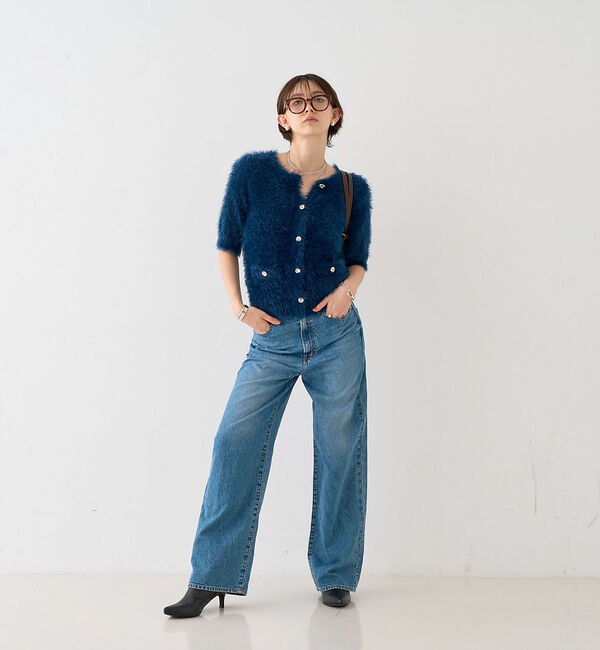 Rouge vif「【一部店舗限定】ハーフスリーブシャギーニットカーディガン」|ニット・セーター|