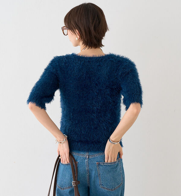 Rouge vif「【一部店舗限定】ハーフスリーブシャギーニットカーディガン」|ニット・セーター|