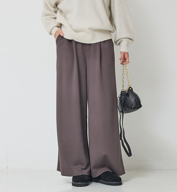 Rouge vif「【人気追加】ストレッチダンボールタックワイドパンツ」|その他|ブラウン