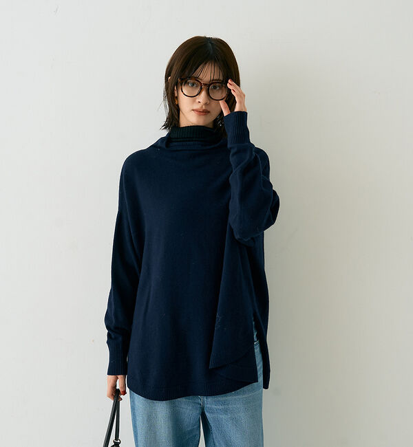 Rouge vif「ボトルネックポンチョライクニットプルオーバー」|ニット・セーター|