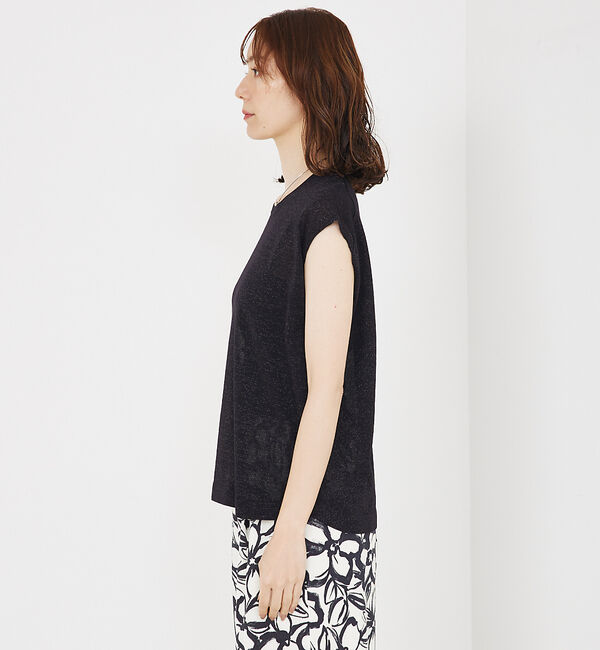 qualite「【大人の上品なシアー】ラメクルーネックニット」|キャミソール|