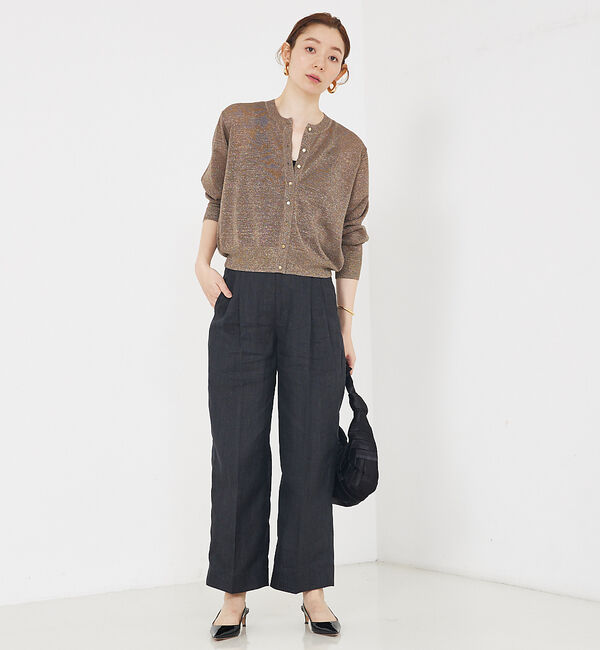 qualite「【夏の羽織りにおすすめ】ラメハイゲージニットカーデ」|カーディガン|