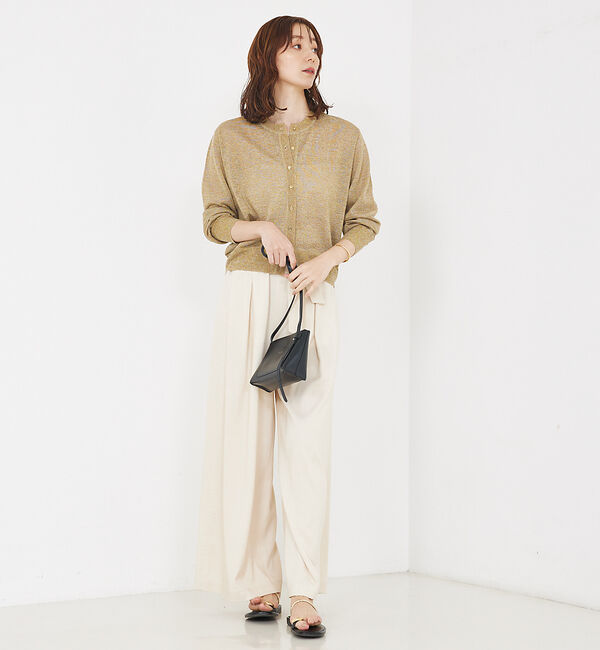 qualite「【夏の羽織りにおすすめ】ラメハイゲージニットカーデ」|カーディガン|