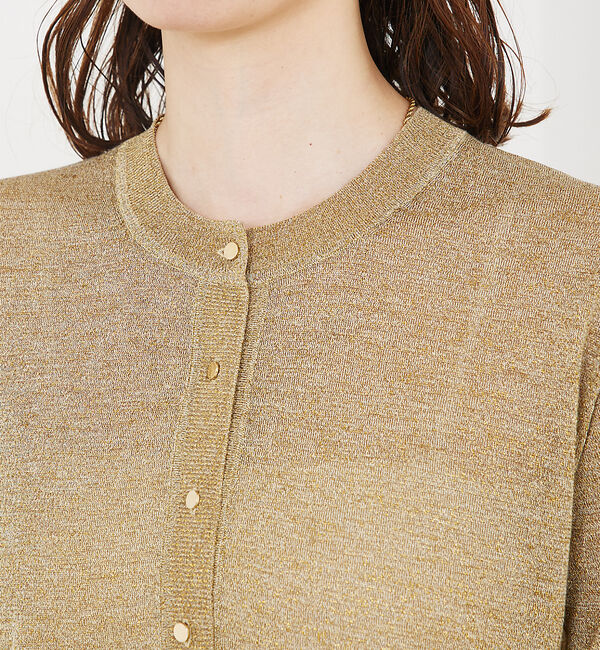 qualite「【夏の羽織りにおすすめ】ラメハイゲージニットカーデ」|カーディガン|