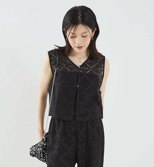 abahouse mavie「レース2WAYジレブラウス」|シャツ・ブラウス|