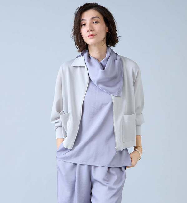 Liesse「シアージップニット」|カーディガン|ブルー