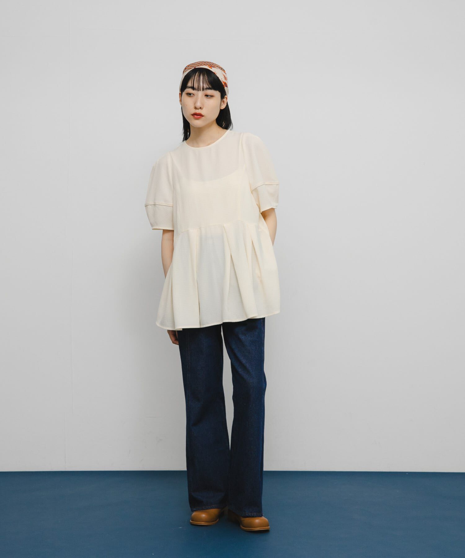  「ボリュームスリーブペプラムトップス」|シャツ・ブラウス|