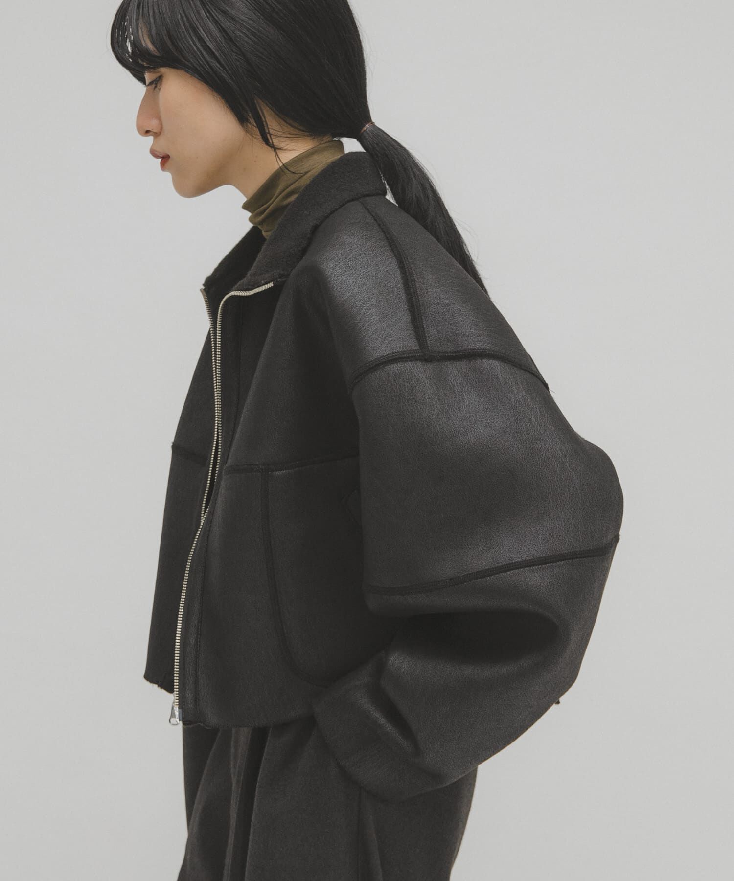  「リバーシブルボアジャケット」|ノーカラーコート|