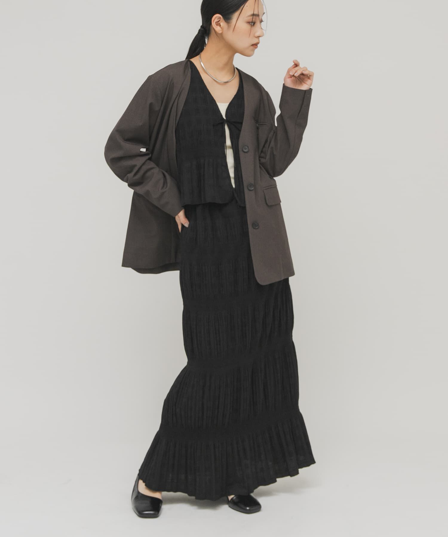  「マジョリカプリーツベストSETスカート」|その他|ブラック