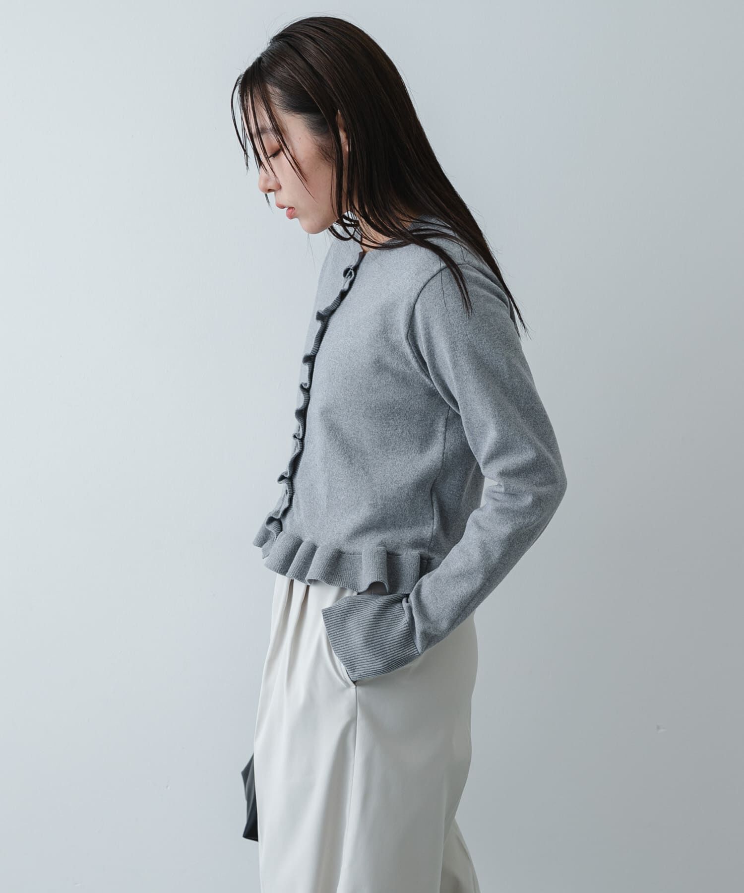 SENSE OF PLACE by URBAN RESEARCH「『洗濯可』フリルトリムニットカーディガン」|ニット・セーター|