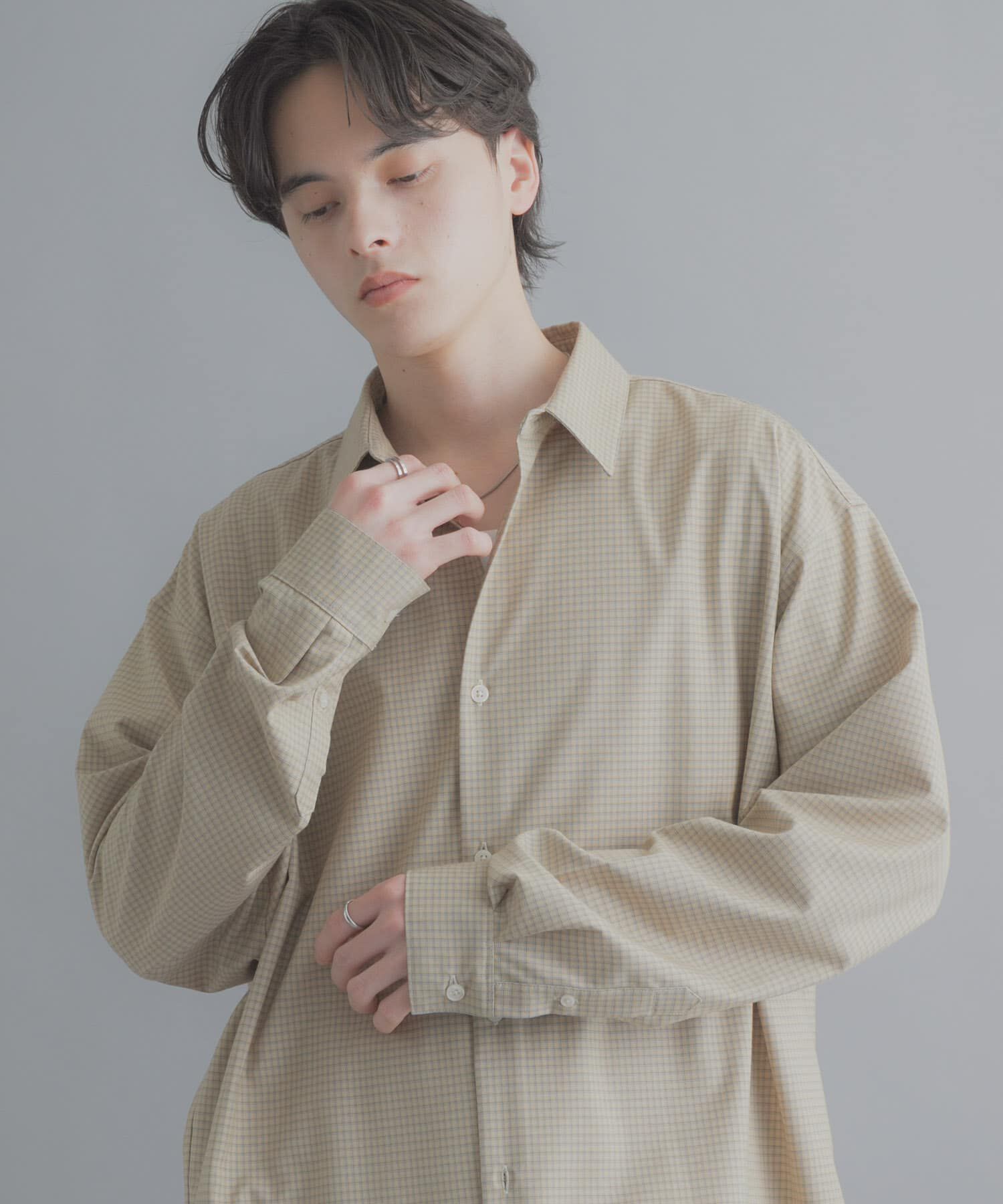 SENSE OF PLACE by URBAN RESEARCH「マイクロチェックレギュラーカラーシャツ」|シャツ・ブラウス|ライトベージュ