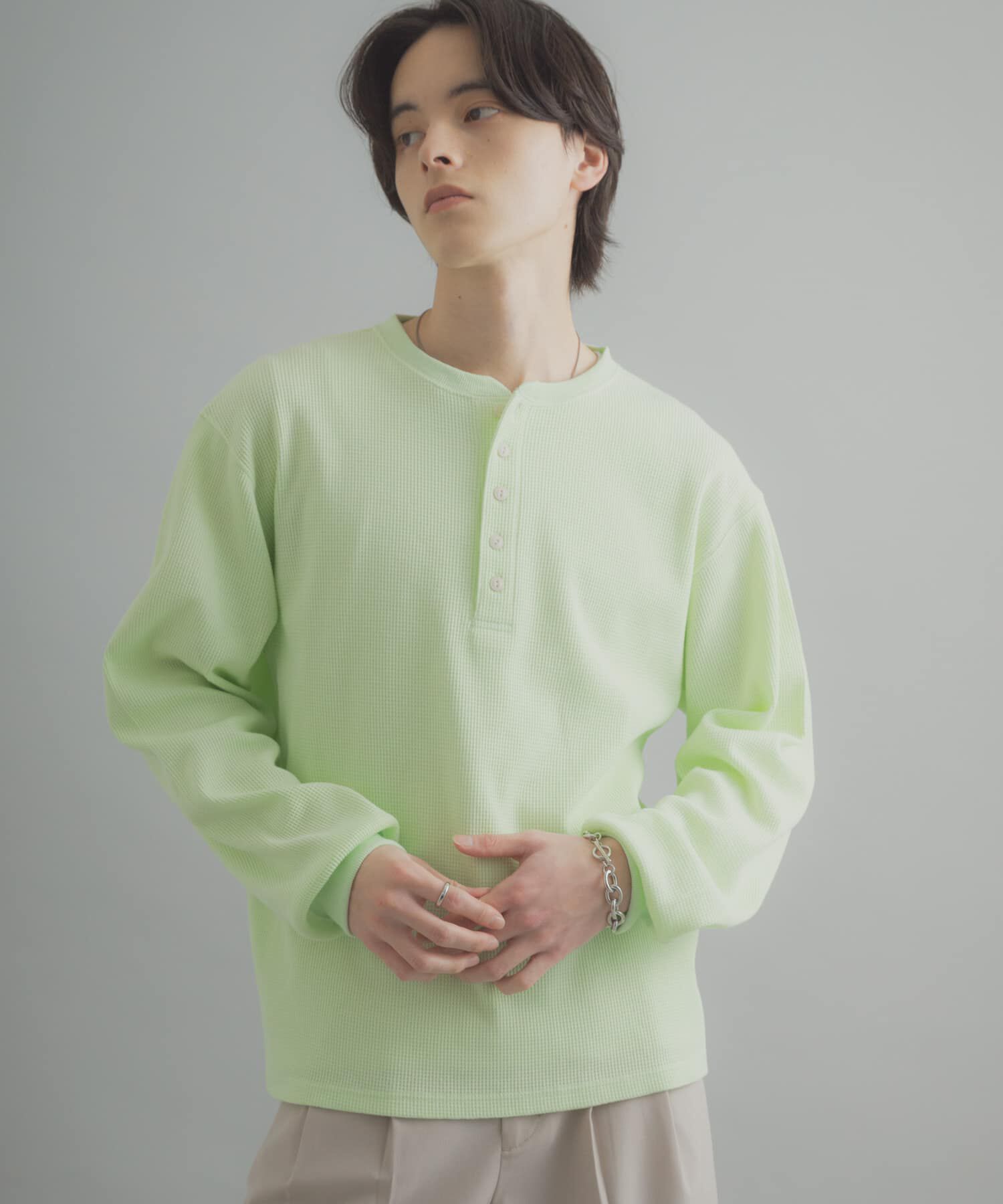 SENSE OF PLACE by URBAN RESEARCH「ワッフルヘンリーネックロングTシャツ」|Tシャツ・カットソー|