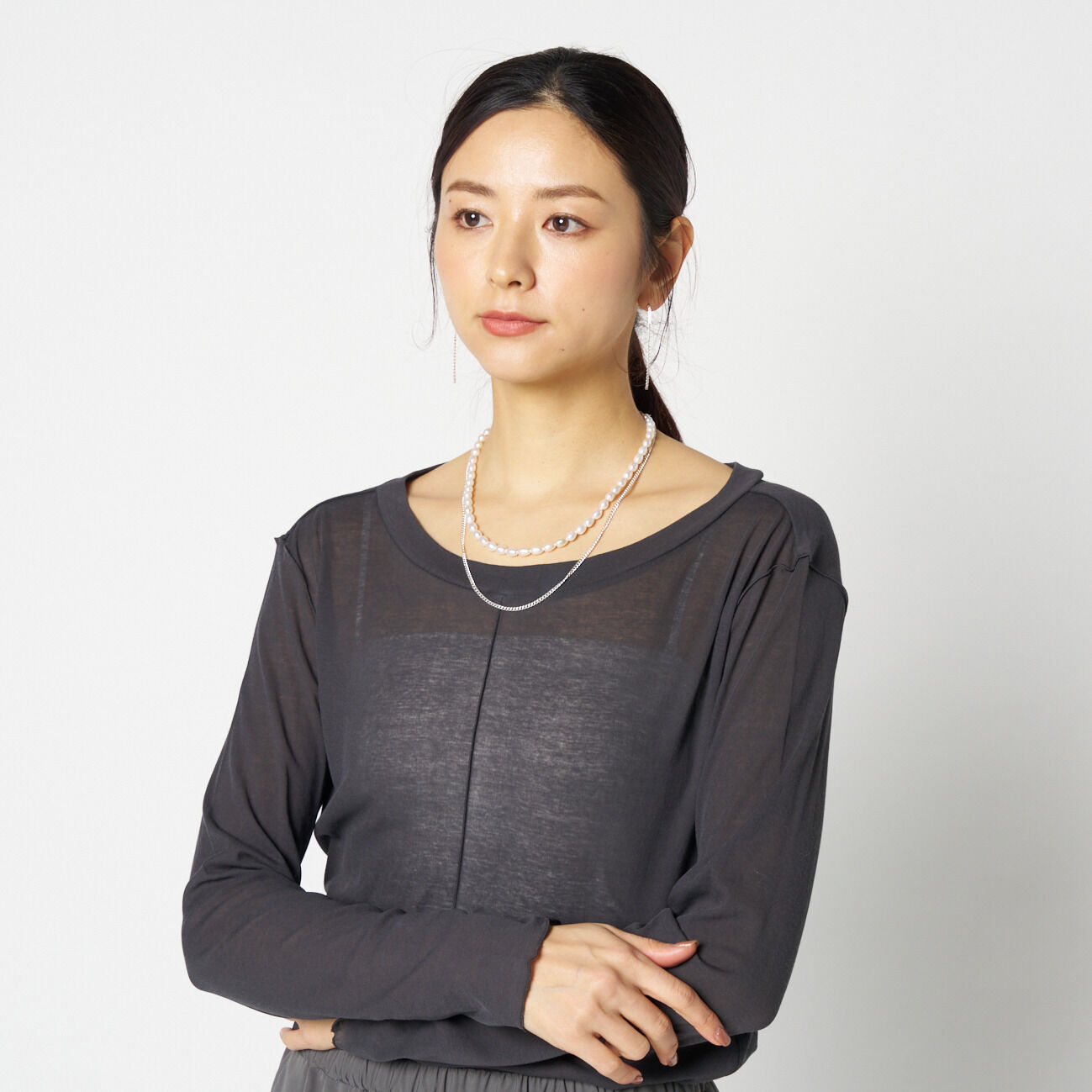 HELIOPOLE「HELIOPOLE 【smooth skin series】wide crew neck」|Tシャツ・カットソー|