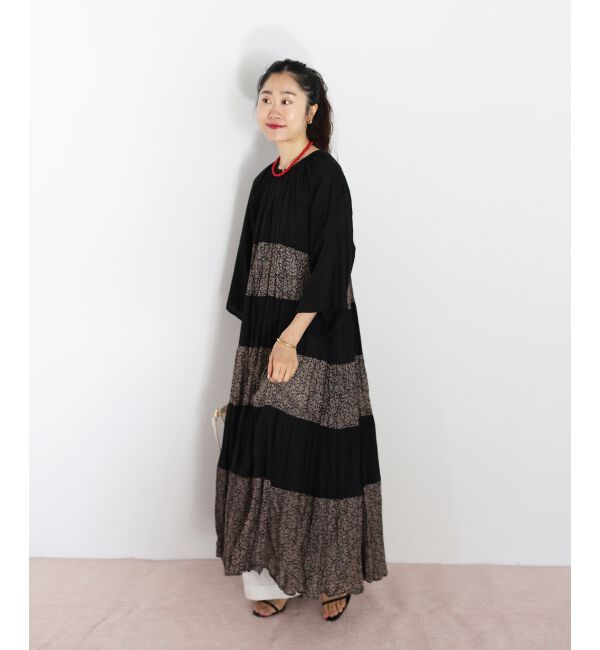  「Fanakaリーフ柄キリカエワンピース」|ワンピース|