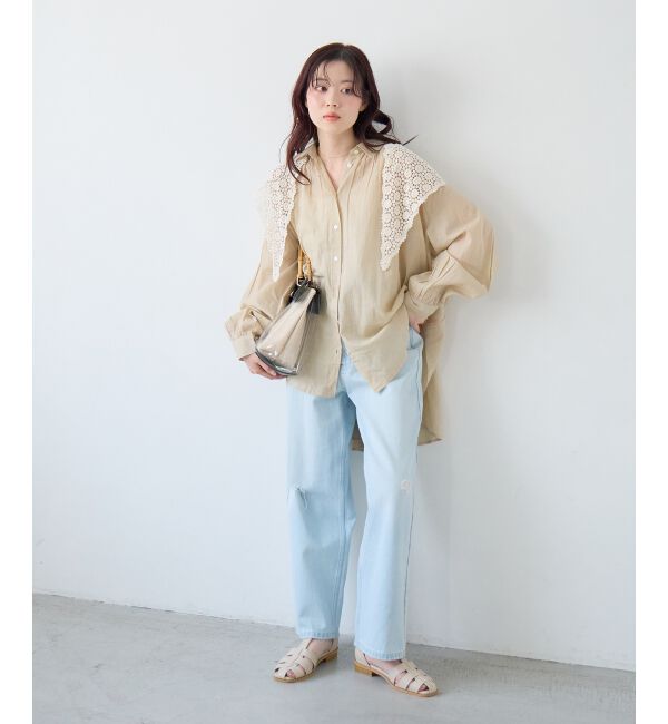  「《WEB限定アイテム》バックギャザーオーバーシャツ」|シャツ・ブラウス|