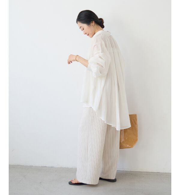  「《WEB限定アイテム》バックギャザーオーバーシャツ」|シャツ・ブラウス|