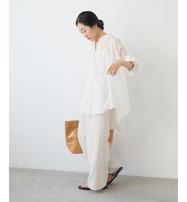  「《WEB限定アイテム》バックギャザーオーバーシャツ」|シャツ・ブラウス|