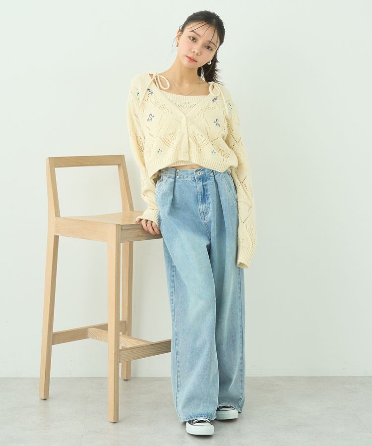 earth music&ecology「SET2点刺繍ビスチェ＋カーディガン」|カーディガン|