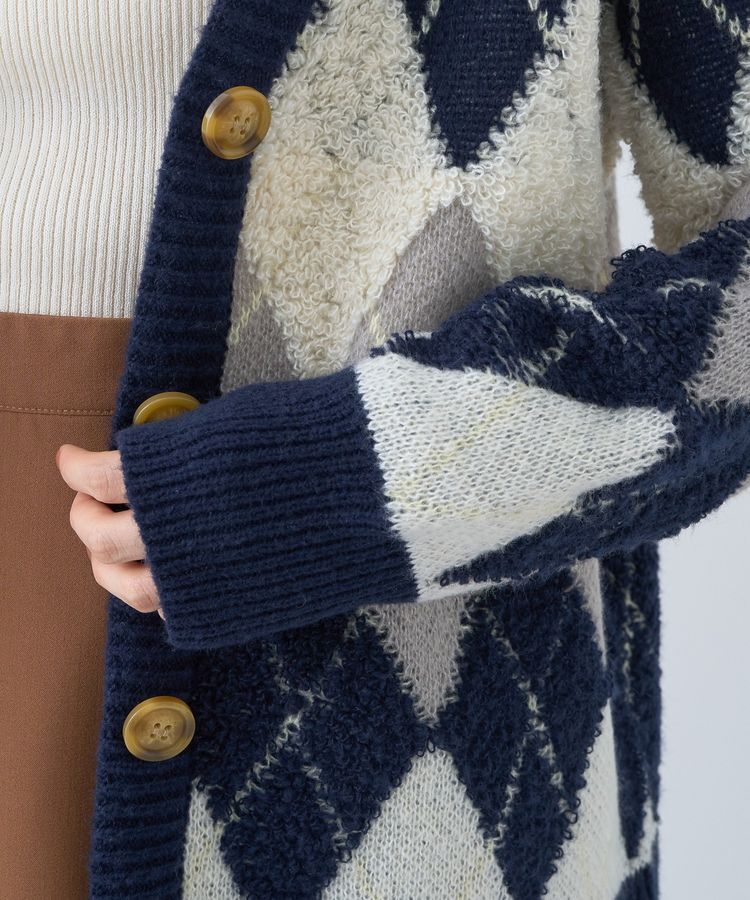 earth music&ecology「ループ編みアーガイルカーディガン」|カーディガン|