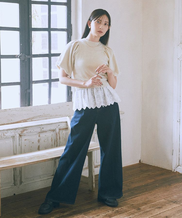 earth music&ecology「ラメモールパフスリニットプルオーバー」|ニット・セーター|