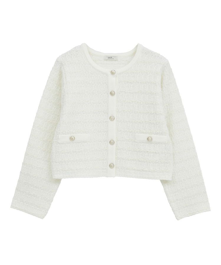 earth music&ecology「ニットツイードジャケット」|カーディガン|