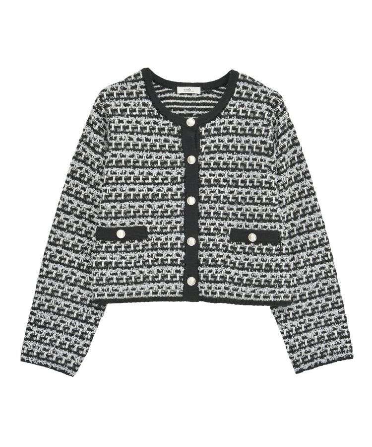 earth music&ecology「ニットツイードジャケット」|カーディガン|