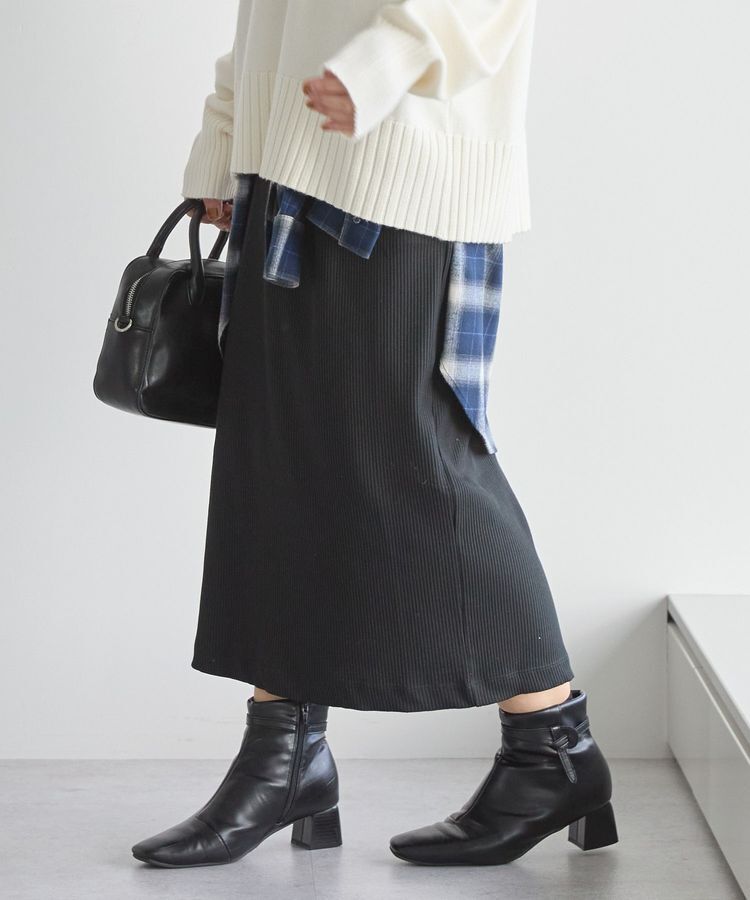 AMERICAN HOLIC「針抜きリブナロースカート」|タイト|Black